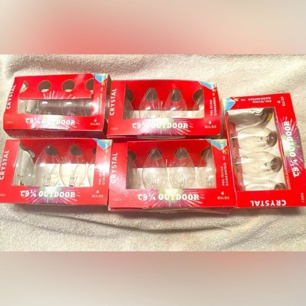 NIB 20 vintage Crystal C9 pre tested glass outdoor Christmas lights sealed box